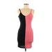 Missguided Casual Dress - Bodycon Plunge Sleeveless: Black Color Block Dresses - New - Women's Size 8