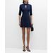 Rami Pleated Cutout Elbow-sleeve Mini Dress