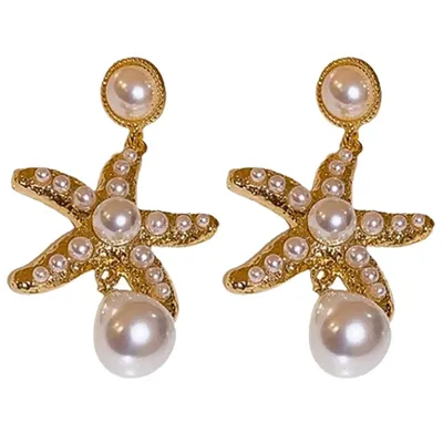 Orecchini stella marina lega elegante gioielli di moda unici orecchini a bottone ornamento orecchini pendenti da donna abbigliamento quotidiano anniversario del partito