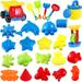 Hemoton iBaseToy 26Pcs Beach Toy Set Multicolor Sand Mold Kits with Cartoon Molds and Bucket for Pools Backyard and Sandbox
