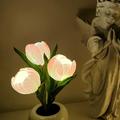 YUANHUILI Led Simulation Tulip Night Light with Vase Table Lamp Ornaments for Home Living Room Desktop Decor Gift Idea (Pink)