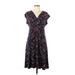 Talbots Outlet Casual Dress - A-Line V-Neck Short sleeves: Black Dresses - Women's Size Large Petite