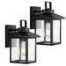 JONATHAN Y Cadiz 6.75 1-Light Iron/Seeded Glass Rustic Traditional Lantern LED Outdoor Lantern Black (Set of 2) by JONATHAN Y