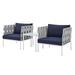 Lounge Chair Table Set Sunbrella Aluminum Metal Steel Grey Gray Blue Navy Modern Contemporary Urban Design Outdoor Patio Balcony Cafe Bistro Garden Furniture Hotel Hospitality