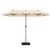 Gymax 13FT Double-sided Patio Umbrella w/ Crank Handle Umbrella Base Safety Lock Beige