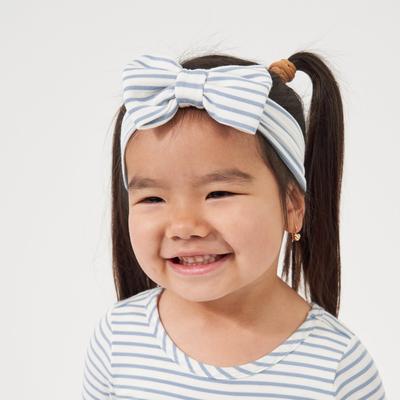 Fog Stripes Luxe Baby Girl Soft & Stretchy Bamboo Bow Headbands - Newborn - 3T