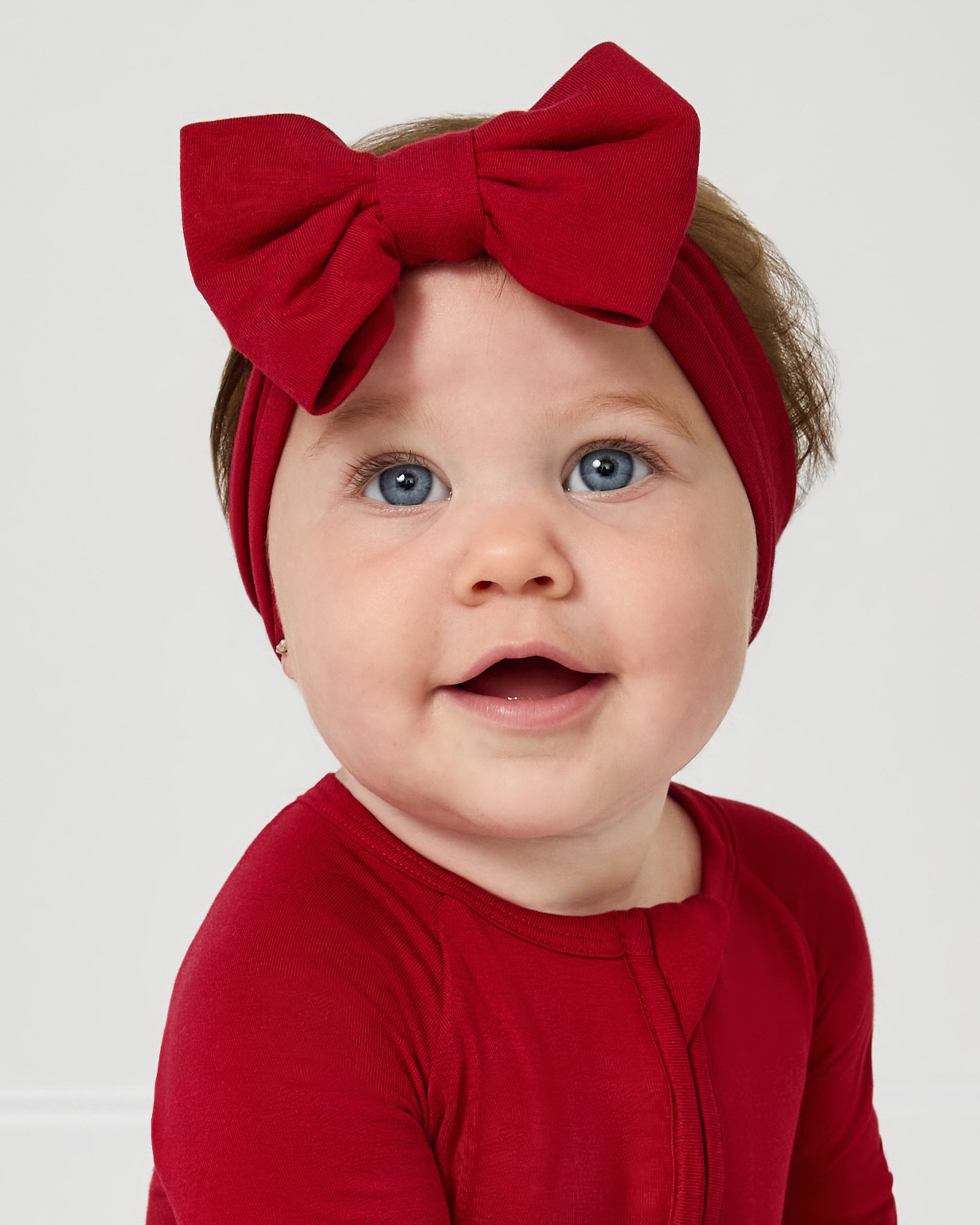 Red Luxe Baby Girl Soft & Stretchy Bamboo Bow Headbands - 4T - 8 Years