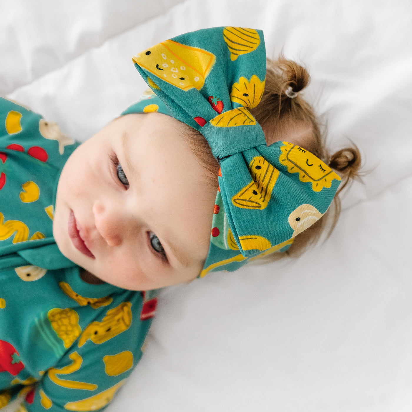 Pasta Party Luxe Baby Girl Soft & Stretchy Bamboo Bow Headbands - Newborn - 3T