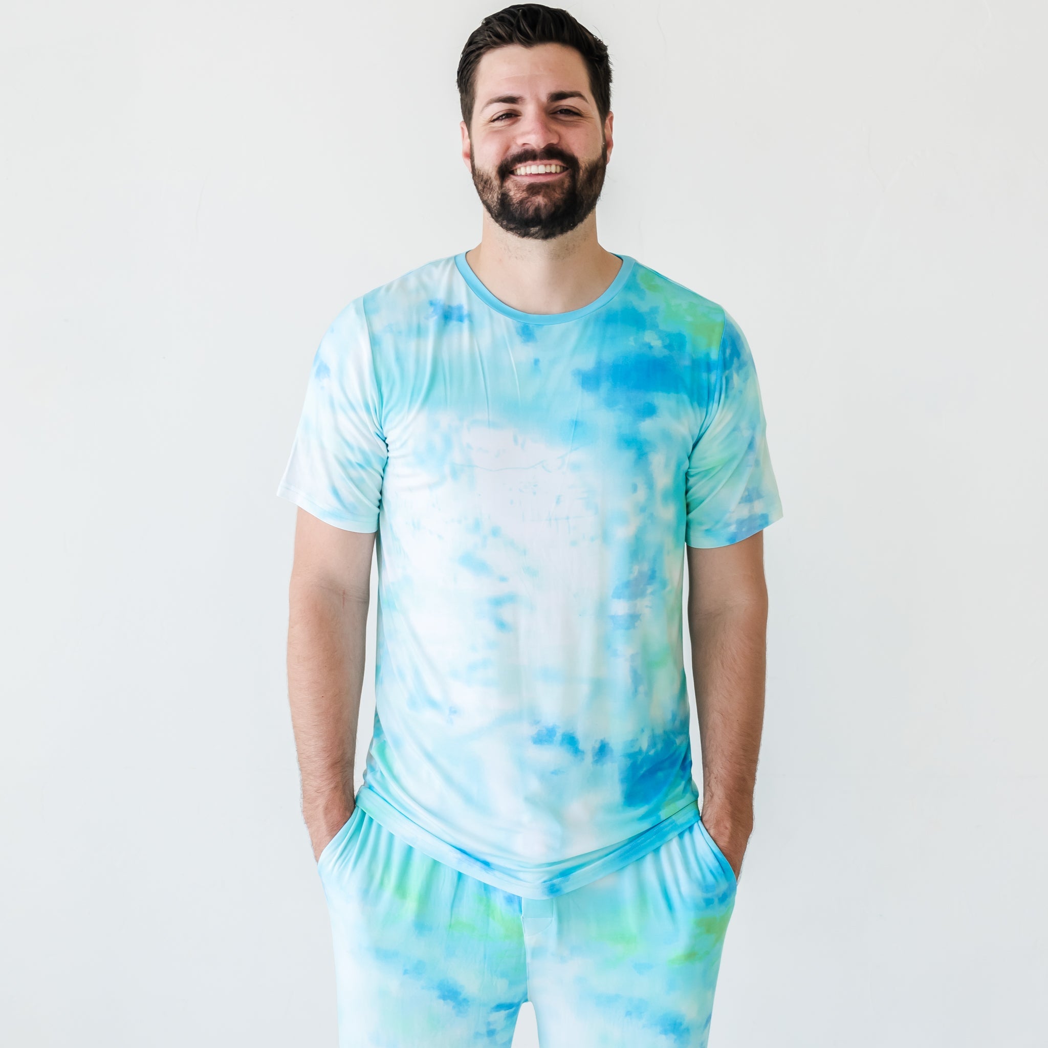 Tidepool Watercolor Men's Short Sleeve Pajama Top - XL