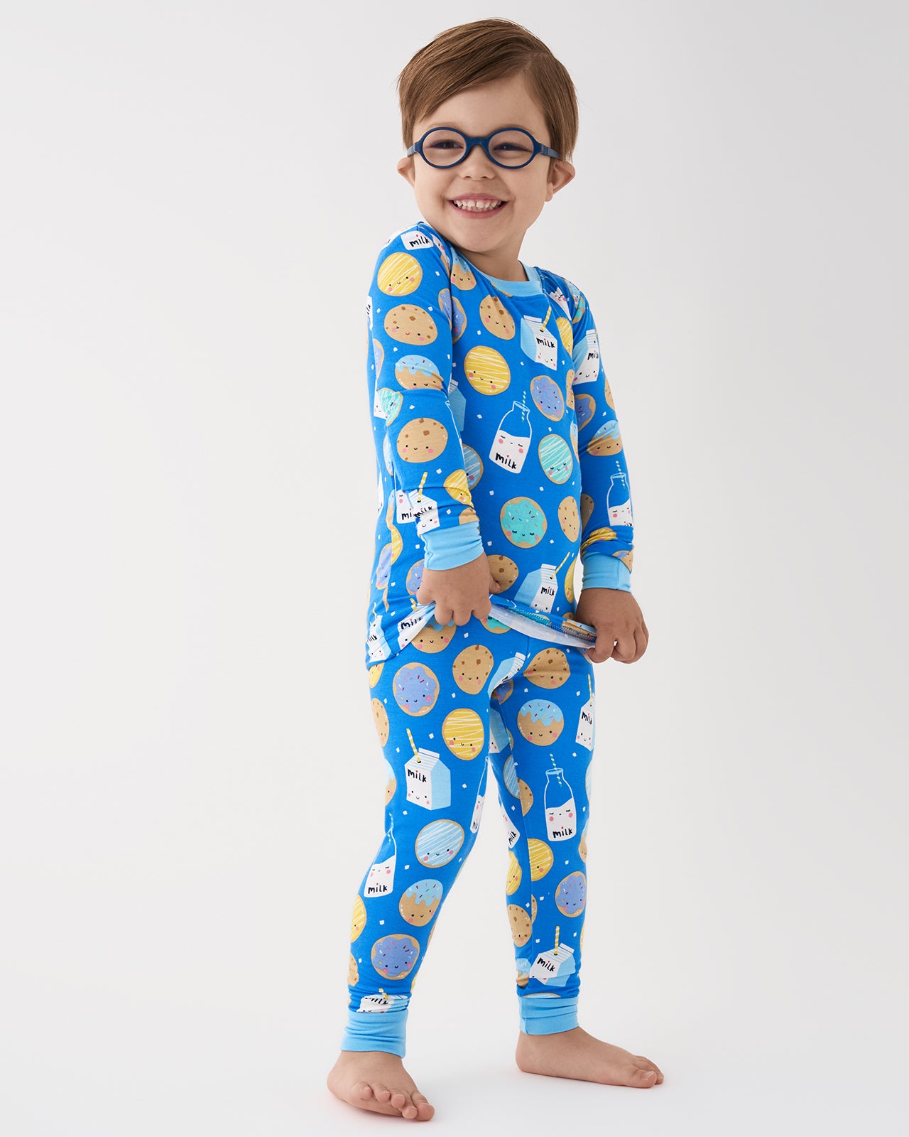 Blue Cookies & Milk Two-Piece Pajama Set - 7 - 8 - Little Sleepies