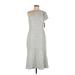 Lauren by Ralph Lauren Cocktail Dress - Midi Open Neckline Short sleeves: Gray Solid Dresses - Women's Size 6