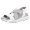 Riemchensandale REMONTE, Damen, Gr. 43, grau (weiß, hellgrau), Leder, sportlich, Schuhe, Sommerschuh, Sandalette, Keilabsatz, mit praktischem Gummizug