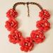 J. Crew Jewelry | J. Crew Red Flower Statement Necklace | Color: Gold/Red | Size: Os