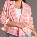 Anthropologie Jackets & Coats | Maeve Plaid Jacket Blazer Plus Size | Color: Cream/Pink | Size: 2x