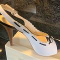 Coach Shoes | Coach Back And White Peep Toe Sling Back Heels - Antonia Bull Leather Size 9.5 | Color: Black/White | Size: 9.5
