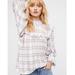 Free People Tops | Free People Charlie Ruffle Plaid Top High Neck Women's Medium White | Color: Pink/White | Size: M