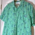 Columbia Shirts | Men’s Pfg Columbia Fishing Shirt Short Sleeve Tropical Hawaiian Green Sz Large L | Color: Blue/Green | Size: L