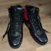 Gucci Shoes | Gucci Black & Red Leather Contrast Padded High-Top Sneakers | Color: Black/Red | Size: 10.5