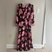 J. Crew Dresses | J Crew Women’s Long-Sleeved Satin Dress, Size 8, Black Floral Print. Nwt | Color: Black | Size: 8