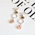 Anthropologie Jewelry | $12 Add-On Modern Gold + Natural Pink Stone Boho Dangle Drop Design Earrings | Color: Gold/Pink | Size: Os