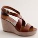 J. Crew Shoes | J. Crew Brown Marguerite Leather Strap Suede Wedge Platform Sandals Italy Sz 8 | Color: Brown | Size: 8