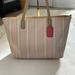 Coach Bags | Coach Legacy Ticking Stripe Coated Canvas Weekend Tote | Color: Pink/Tan | Size: 13”(L) X 10”(H) X 5”(D)