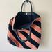 Anthropologie Bags | Anthropologie Striped Fuzzy Tote Bag Pouch Combo Gift Striped Weekender Large | Color: Black/Pink | Size: Os