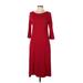 Lands' End Casual Dress - Midi: Burgundy Solid Dresses - Women's Size Large