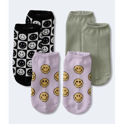 Aeropostale Womens' Smiley Ankle Sock 3-Pack - Purple - Size One Size - Cotton