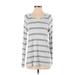 CAbi Long Sleeve T-Shirt: Gray Print Tops - Women's Size Small