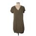 Cloth & Stone Casual Dress - Mini V Neck Short sleeves: Brown Print Dresses - Women's Size Small