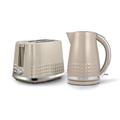 Tower Solitaire Kitchen Set, 1.5L Rapid Boil Kettle & 2 Slice Toaster, Latte and Chrome Accents, T10075MSH, T20082MSH