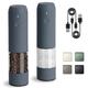 TLYSXPRO Electric Salt and Pepper Grinder Set with USB Rechargeable, Automatic One Hand Operation with Adjustable Coarseness, Pepper Mill Grinder Refillable with LED Light (2 Packs, Blue-Grey)