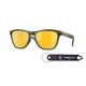 Oakley Frogskins Range OO9284 55M Square Sunglasses for Men + BUNDLE Accessory Leash + Designer iWear Kit, Dark Brush / Prizm 24k Polarized, 55