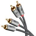 goobay 65291 Stereo Cinchkabel 5m / 2X Cinch-Stecker zu 2X Cinchstecker/RCA Kabel Kabel für Blu Ray Verstärker HiFi Stereo/vergoldetes Textil Audio Kabel