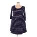 Forever 21 Casual Dress - A-Line Scoop Neck 3/4 sleeves: Blue Polka Dots Dresses - Women's Size 3X Plus