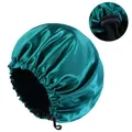 Bonnet de bain en satin double couche pour femme bonnet élastique pour cheveux bonnet de douche