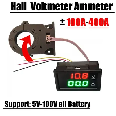 Voltmètre numérique à LED ampèremètre à effet hall 100A 400A courant isolé voltmètre DC 12V