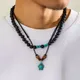 PuRui-Collier de perles noires Hip Hop pour hommes pierre naturelle perles en bois tour de cou à