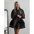 ClacMarkets-Robe plissée à imprimé léopard pour femme mini robe vintage manches longues revers