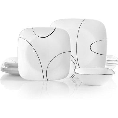 Corelle Dinnerware Set - Service for 6 Glass in Black/White | Wayfair DS-SL-DS-BS