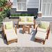 Latitude Run® 6-Piece Sectional Garden Seating Groups Chat Set, Wood in Brown | Outdoor Furniture | Wayfair 2197084947BA4CF0A55ED8022696DDFE