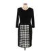 Sandra Darren Casual Dress - Sheath Scoop Neck 3/4 sleeves: Black Color Block Dresses - Women's Size 10