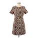 Fashion Union Casual Dress - Shift Crew Neck Short sleeves: Brown Dresses - Women's Size 6