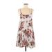 Brandy Melville Casual Dress - A-Line Scoop Neck Sleeveless: Ivory Floral Dresses