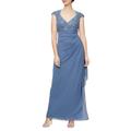 Cap Sleeve Empire Waist Evening Gown - Blue - Alex Evenings Dresses