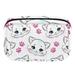OWNTA Cute Cat Kitty Pink Claw Pattern Cosmetic Storage Bag with Zipper - Lightweight Large Capacity Makeup Bag for Women - Includes Small Personalized Transparent Bag