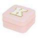 ZTTD Personalized Women s Jewelry Box Travel Jewelry Box English Alphabet Flower Jewelry Makeup Bag Gifts for Women Girls Pink