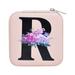 ZTTD Women s Jewelry Box Travel Jewelry Box English Alphabet Flower Jewelry Makeup Bag Gifts for Women Girls Pink