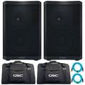 QSC CP8 CP Series 1000 Watt Compact 8 Powered Loudspeakers (2-Pack) with CP8 Tote Padded Tote Bags Package